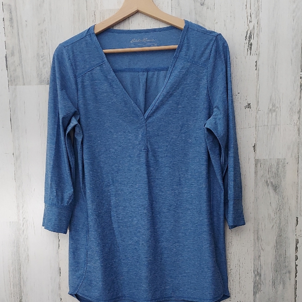 Eddie Bauer Blue V-Neck Tunic Medium